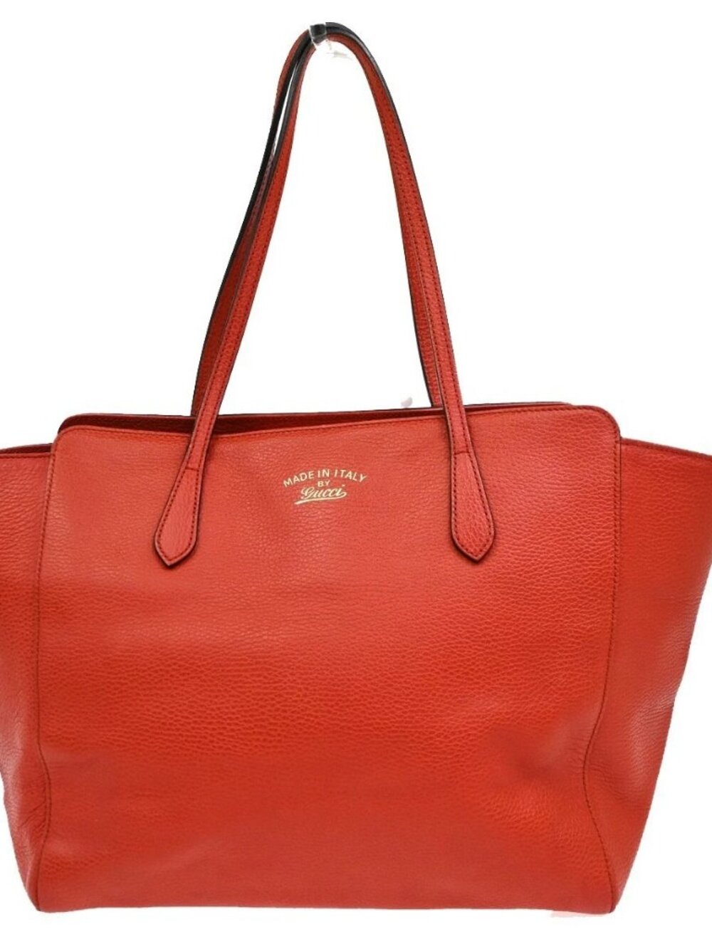 GUCCI Logo Swing Shoulder Tote Hand Bag Leather Red GHW Italy 84KD523
